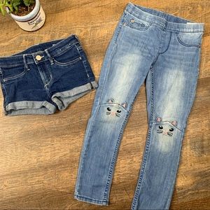 H&M Kitty cat Jeggings and H&M Shorts size 5/6 6/7